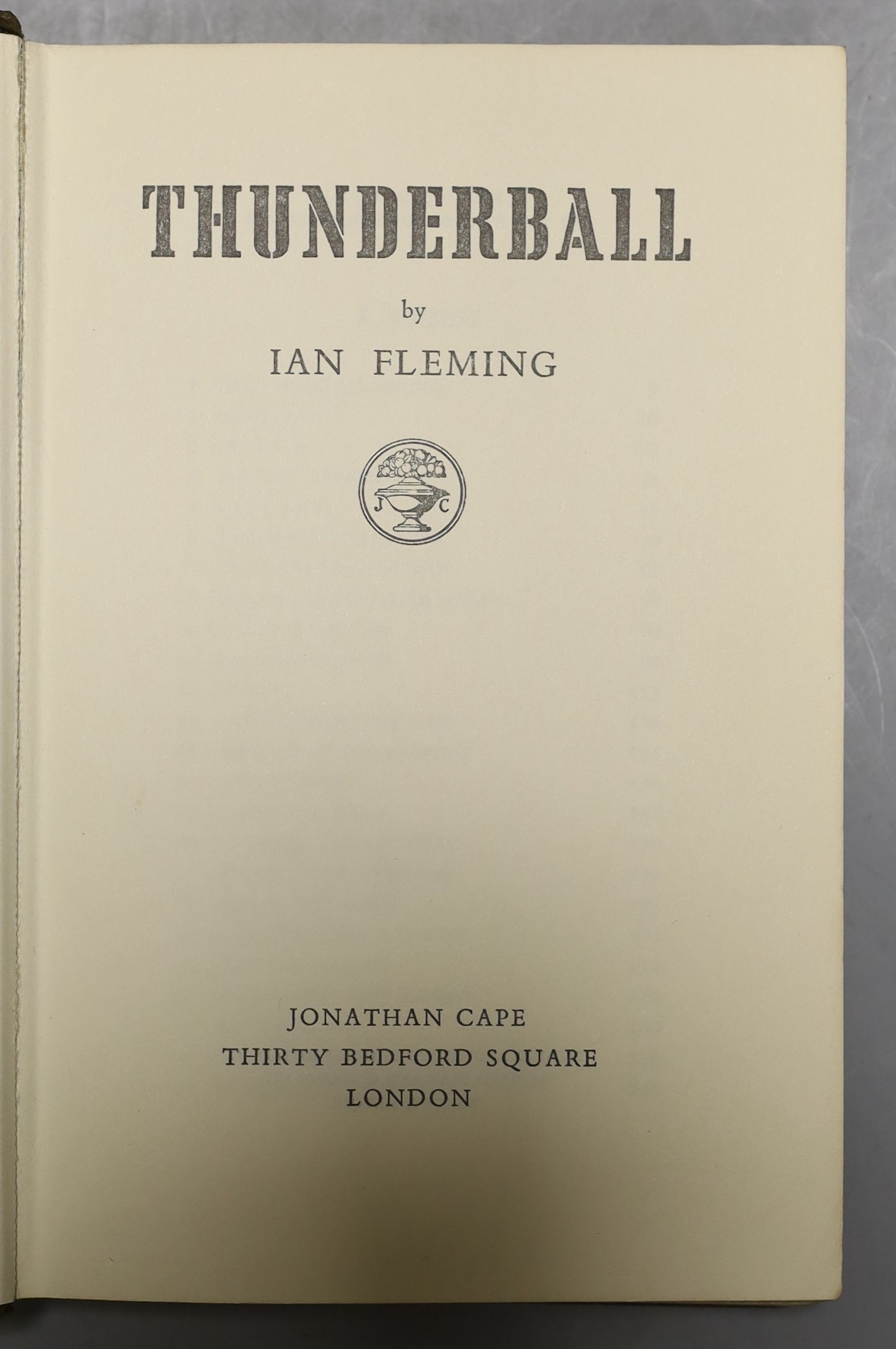 Fleming Ian, three first editions, Thunderball, You Only Live Twice and Goldfinger, all lack dust jackets.